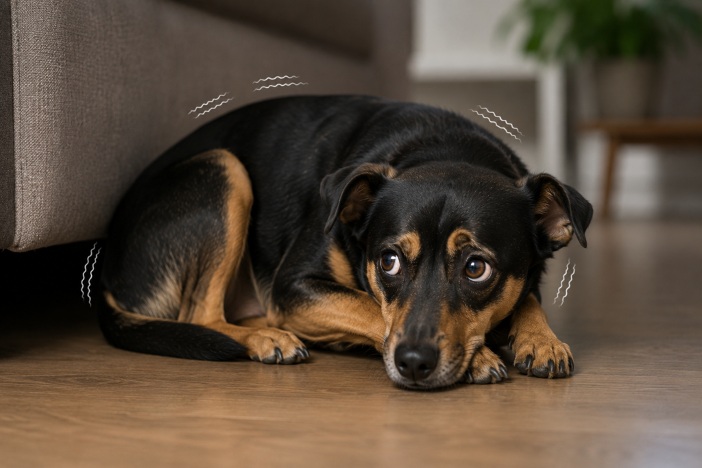 Cachorro tremendo por ansiedade ou medo dentro de casa