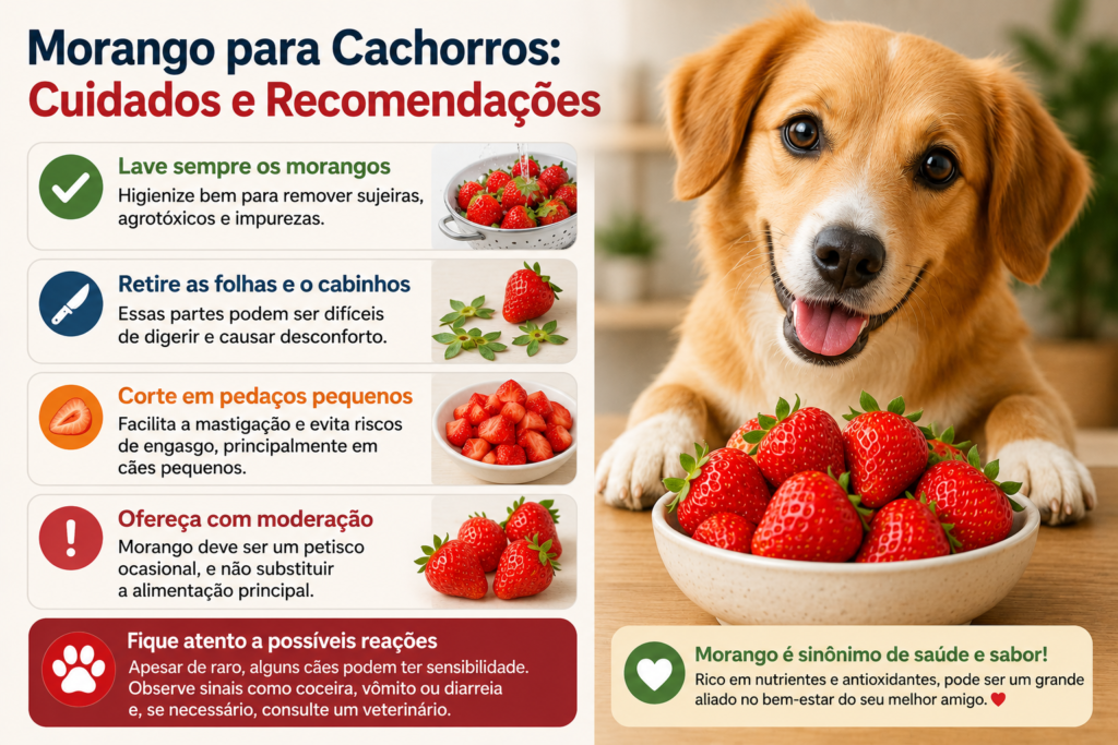 Benefícios do morango para cachorros incluindo antioxidantes fibras e vitamina C 🍓🐶