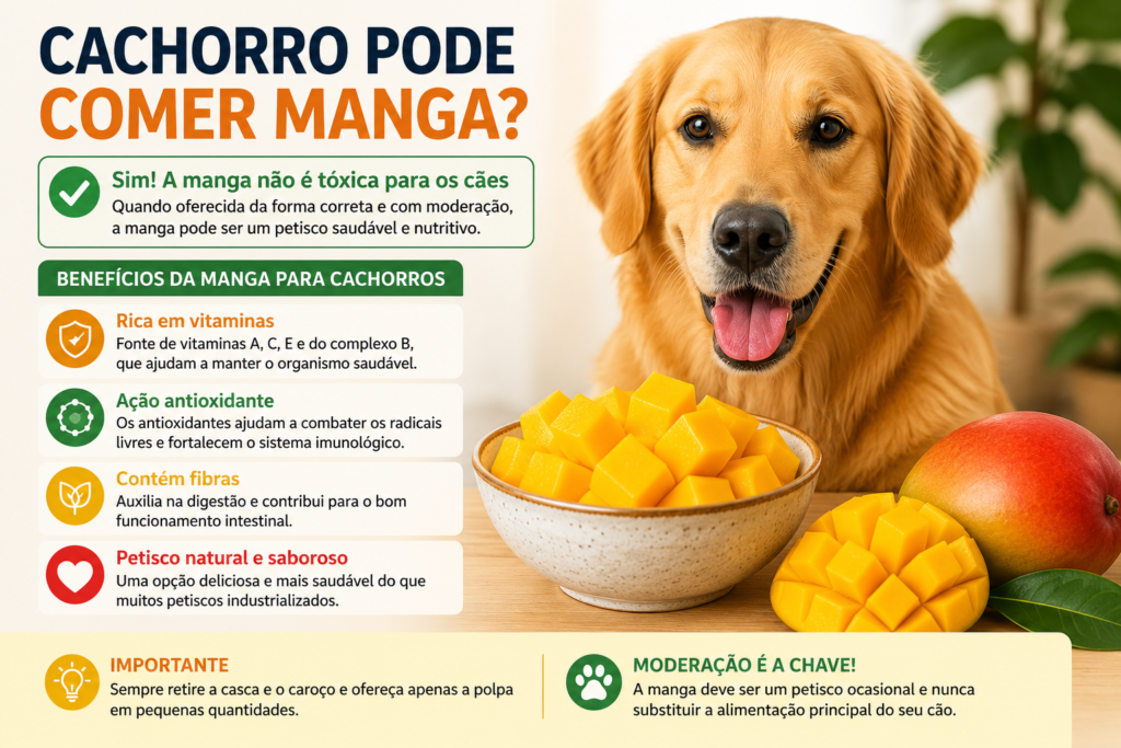 Benefícios da manga para cachorros incluindo vitaminas fibras e antioxidantes 🥭🐶